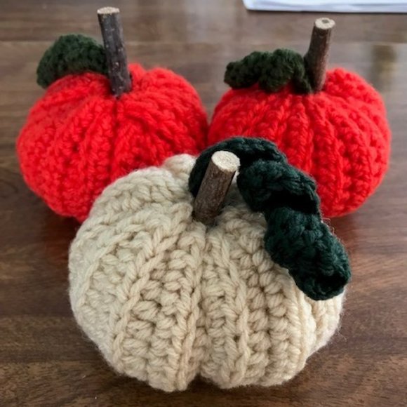 Hand Crafted Crochet Farmhouse Pumpkins (Set of 3) - Picture 1 of 1